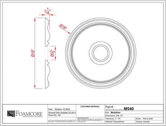 18" Ceiling Medallion | M540