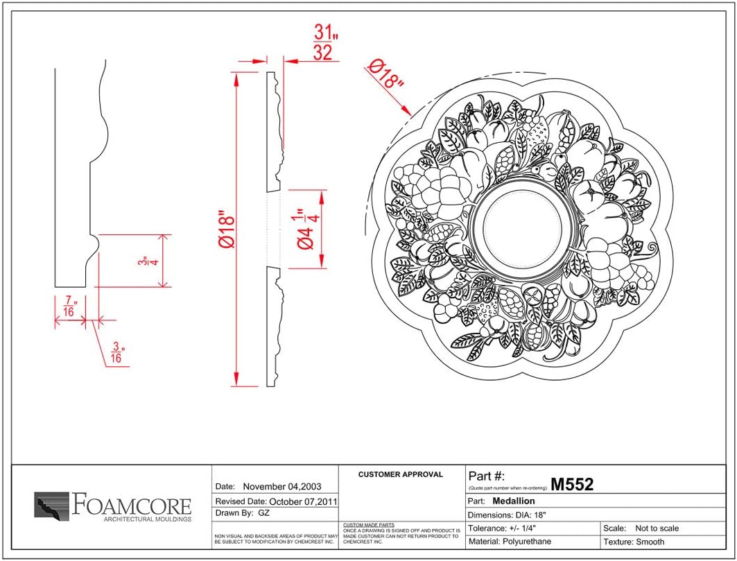 18" Ceiling Medallion | M552 - FOAMCORE STORE