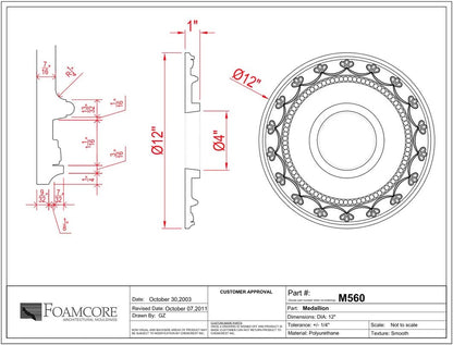 12" Ceiling Medallion | M560 - FOAMCORE STORE