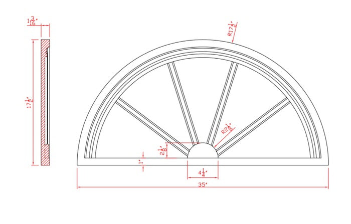 Half Round Spoked Window Pediment