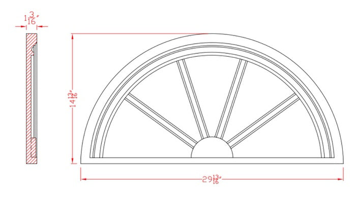 Half Round Spoked Window Pediment