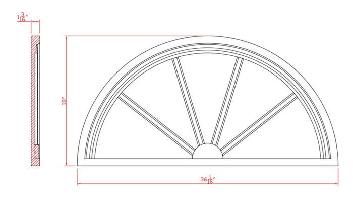 Half Round Spoked Window Pediment