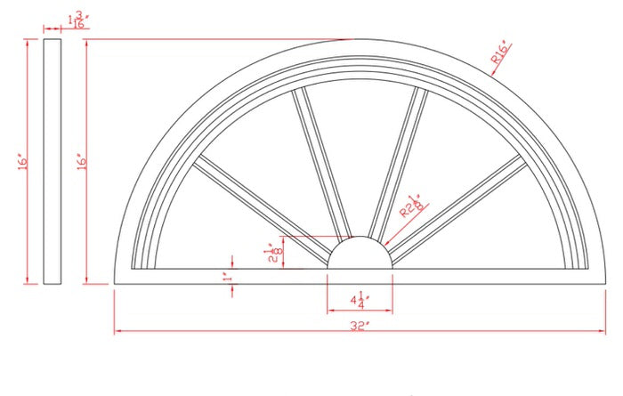 Half Round Spoked Window Pediment