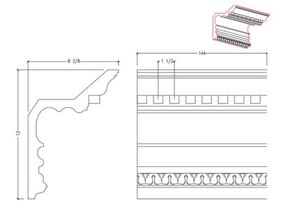 Crown Moulding with Dentil | M8577