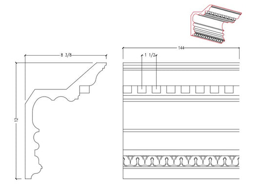 Crown Moulding with Dentil | M8577