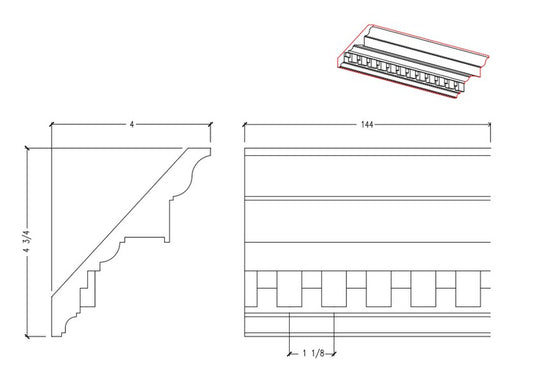 Crown Moulding with Dentil | M8687