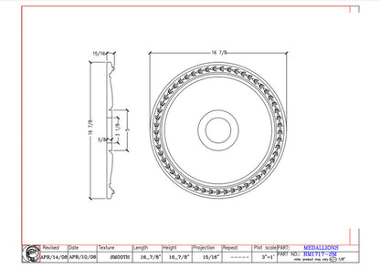 17" Ceiling Medallion | RM1717-SM