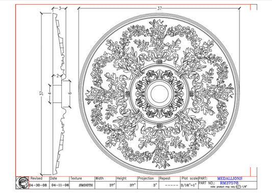 37" Ceiling Medallion | RM37578